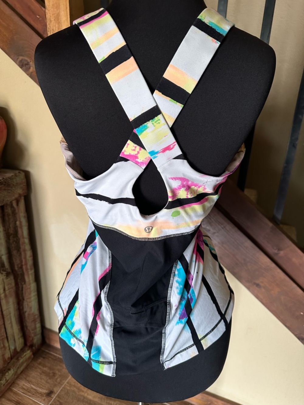 Colorful Striped Yoga Tank Top Built in Bra Lululemon 12